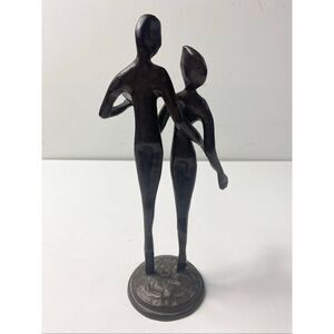 Vintage MCM Abstract Dancing Couple Metal Sculpture 10” Bronze Tone